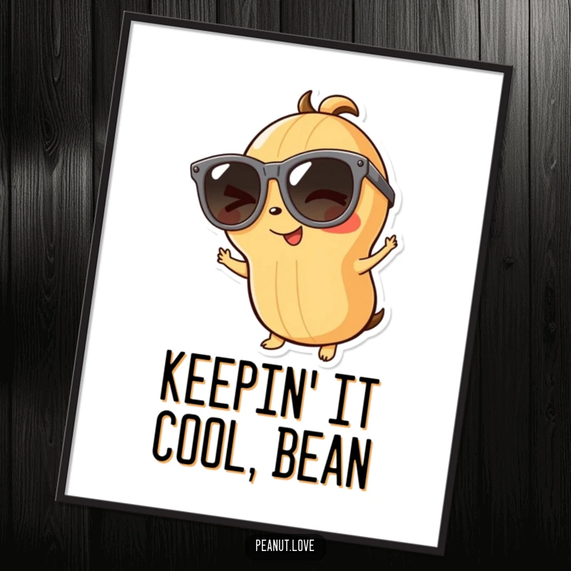 Funny Free Printable Wall Art: Playful peanut character wearing comically large sunglasses, winking with a cool, fun attitude for stylish decor.