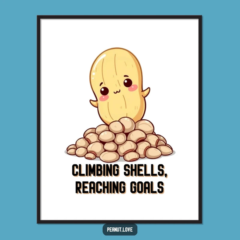 Funny Free Printable Wall Art: Determined Peanut Climbing Shells Downloadable Decor