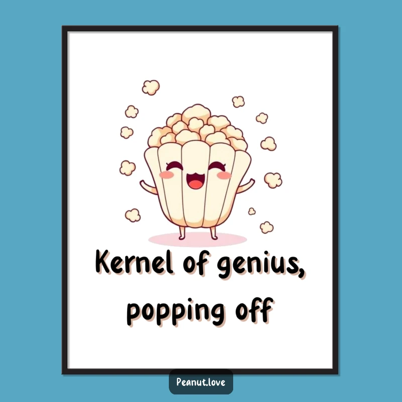 Funny Free Printable Wall Art: Popping Kernel Character, Surprise Decor, Downloadable Art