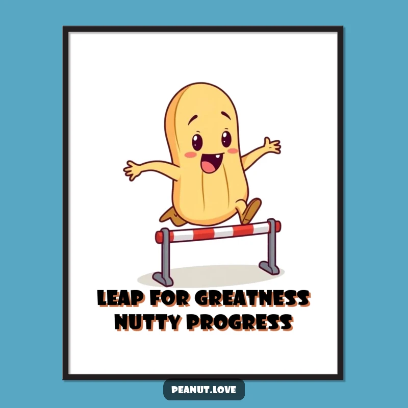 Funny Free Printable Wall Art: Energetic Peanut Leaping - Downloadable Home Decor Gift!