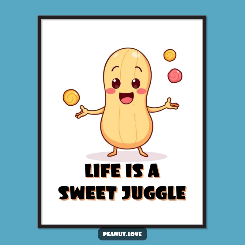 Free Printable Wall Art: Juggling Peanut Funny Downloadable Decor
