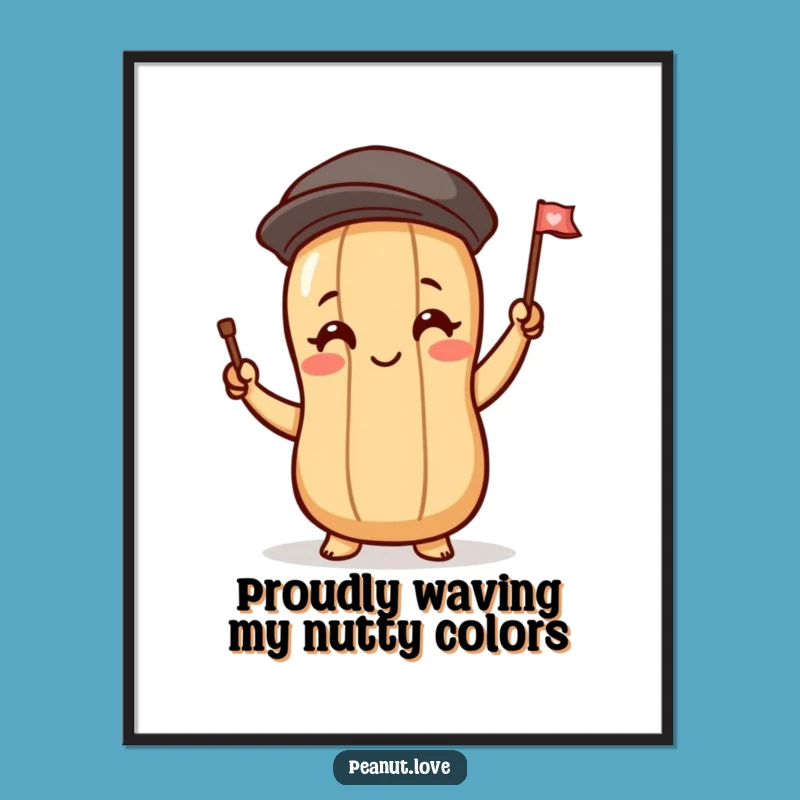 Cute Free Printable Wall Art: Waving Peanut, Downloadable Cheerful Decor