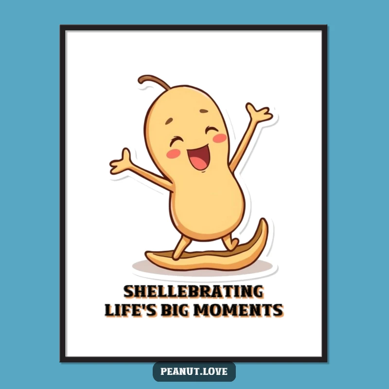 Funny Free Printable Wall Art: Joyful Peanut Jumping Downloadable Decor