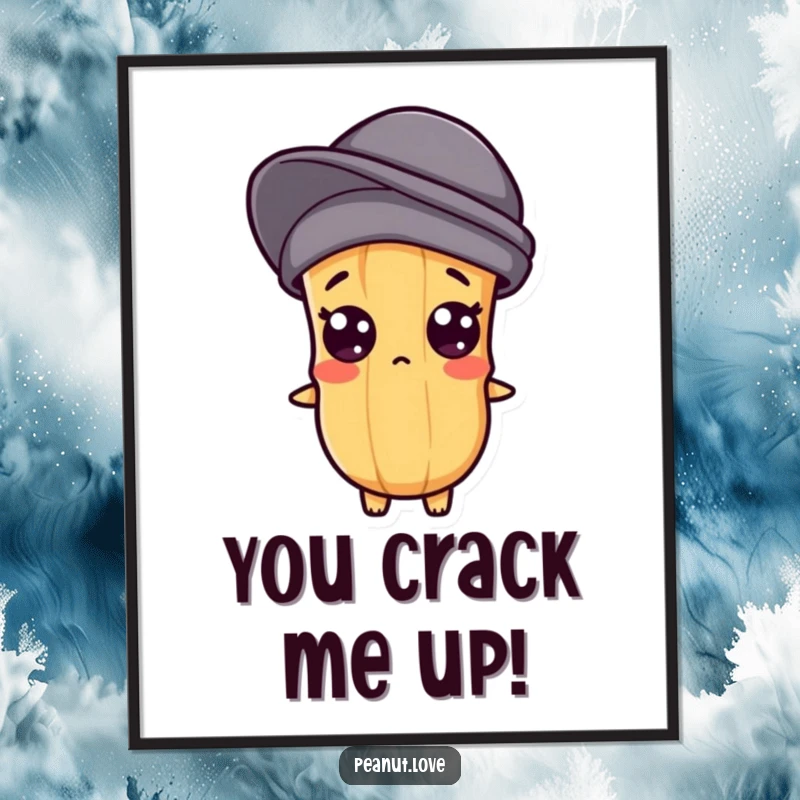 Funny Free Printable Wall Art: A kawaii peanut character looks hilariously surprised with wide, popping eyes, adding humor to decor.