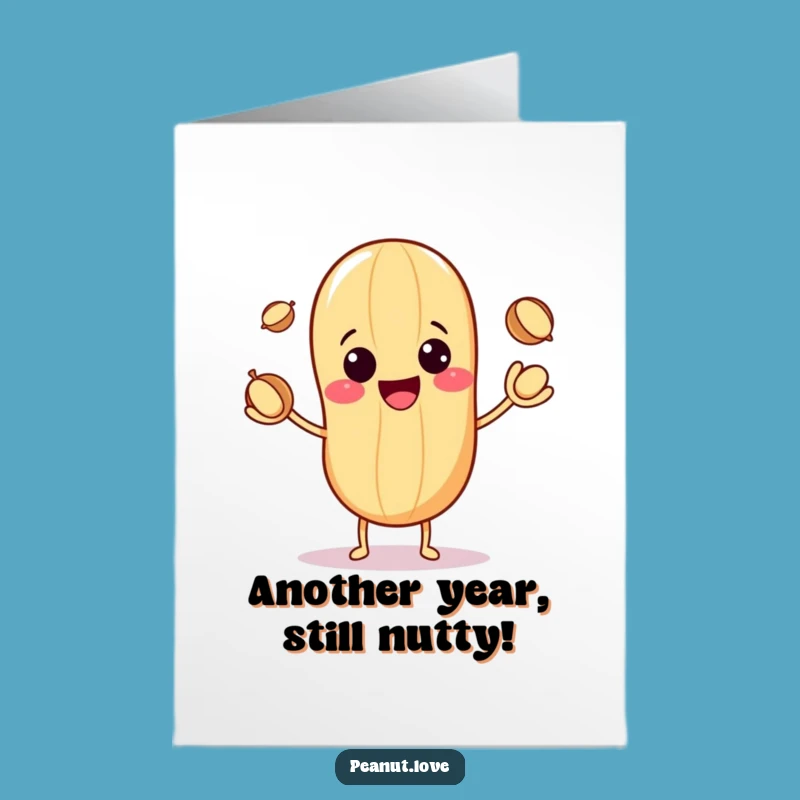 Free Printable Birthday Card: Juggling Peanut - Funny Kawaii Downloadable Gift!
