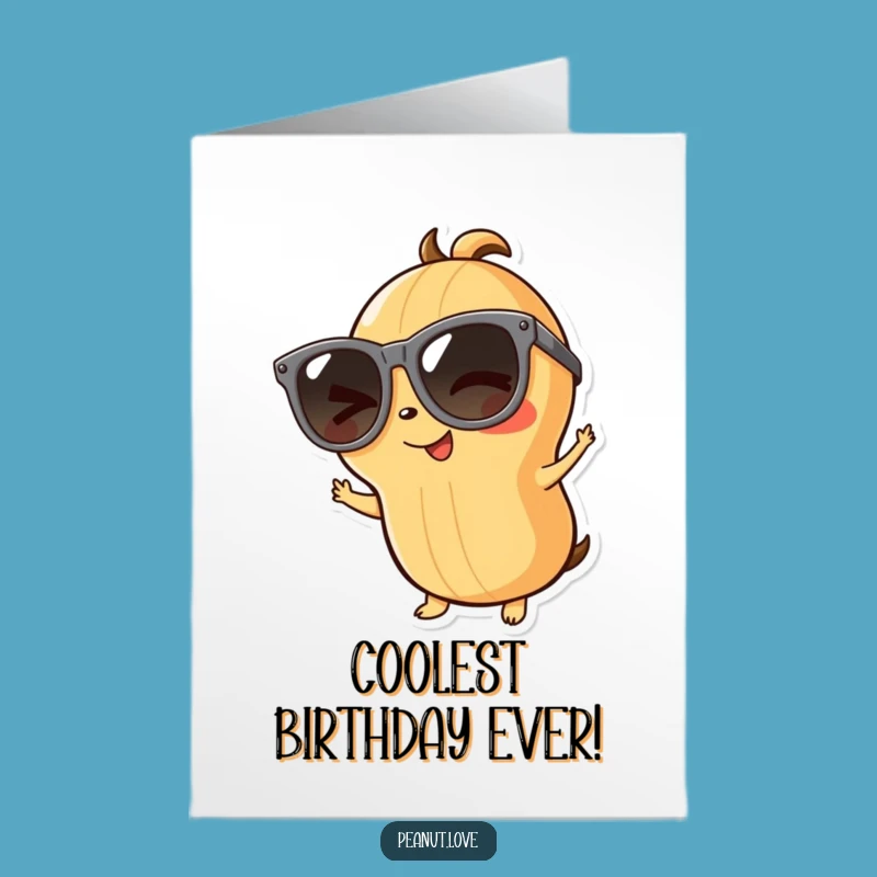 Free Printable Happy Birthday Card: Playful Peanut Winking with Cool Sunglasses