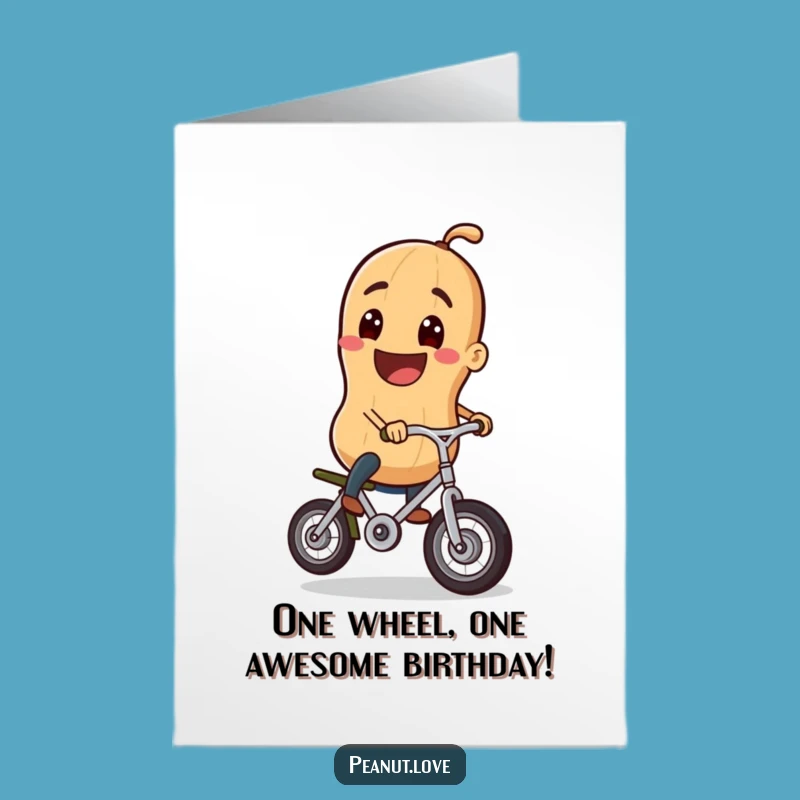 Free Printable Birthday Card: Cheerful Peanut Unicycle - Wacky Downloadable Gift