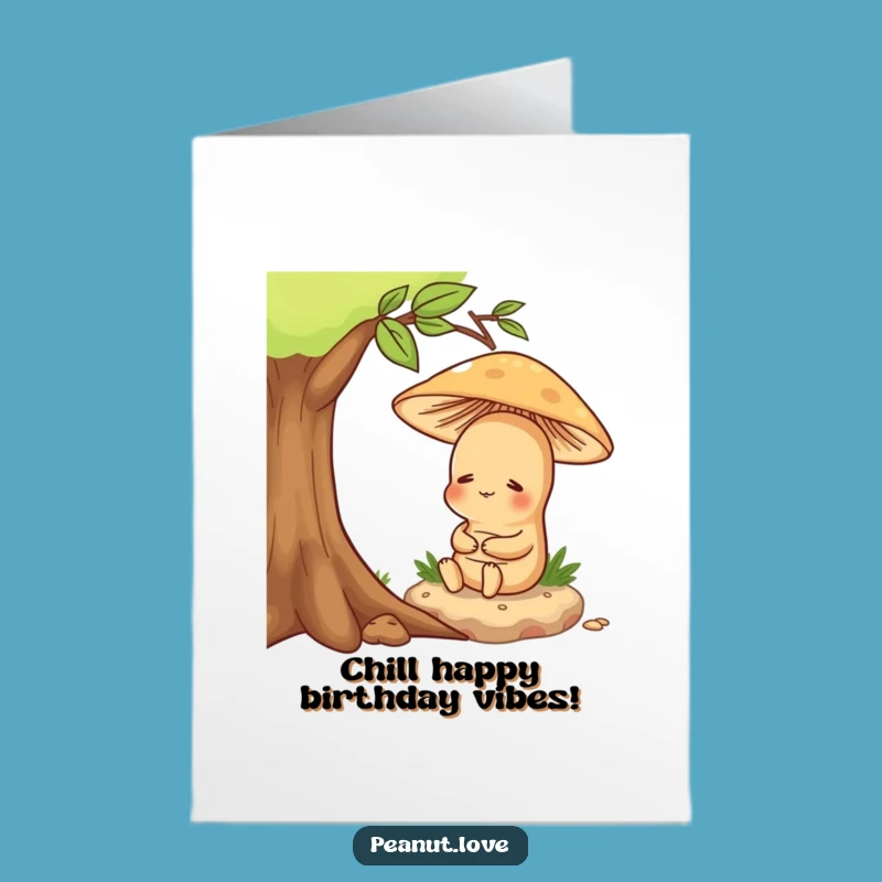 Free Printable Birthday Card: Content Peanut Under Mushroom Funny Downloadable Gift