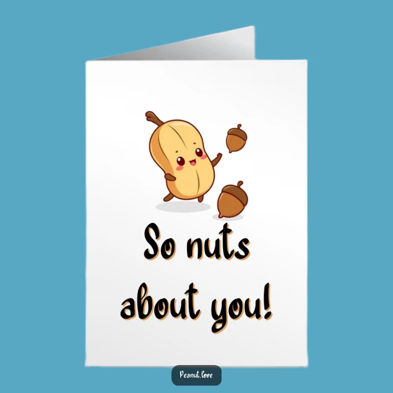 Free Printable Birthday Card: Determined Kawaii Peanut Reaching for Acorn Funny Downloadable Gift