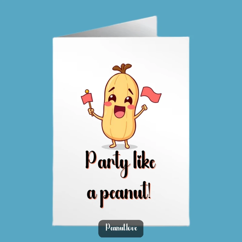 Free Printable Birthday Card: Excited Peanut Waving Flag Funny Downloadable Gift