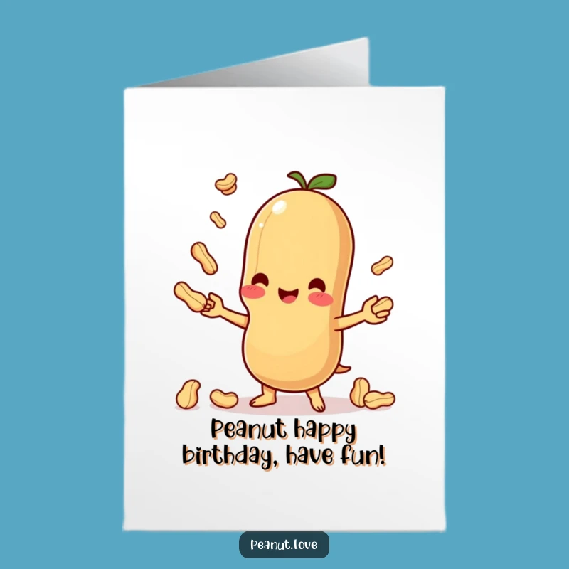 Free Printable Birthday Card: Juggling Peanut Funny Kawaii Downloadable Gift