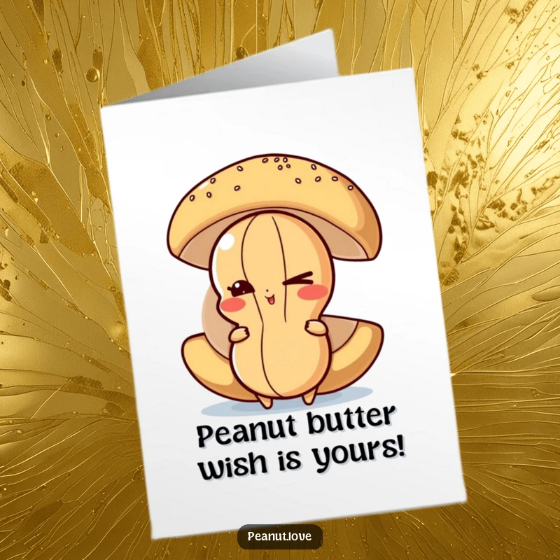 Funny Free Printable Birthday Card showing a mischievous peanut character winking slyly from behind a giant cupcake, ready for fun.