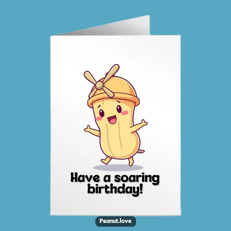 Free Printable Birthday Card: Propeller Peanut Flying for Hilarious, Dreamer Celebration Gift
