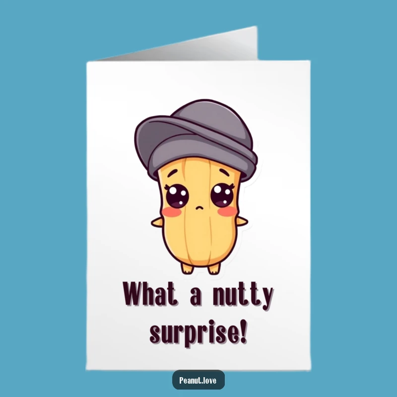 Free Printable Birthday Card: Surprised Kawaii Peanut for Shockingly Funny Celebration Gift