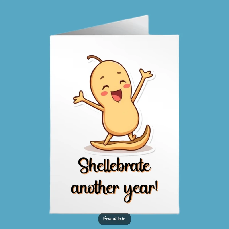 Free Printable Birthday Card: Joyful Peanut Jumping - Funny Downloadable Celebration Gift