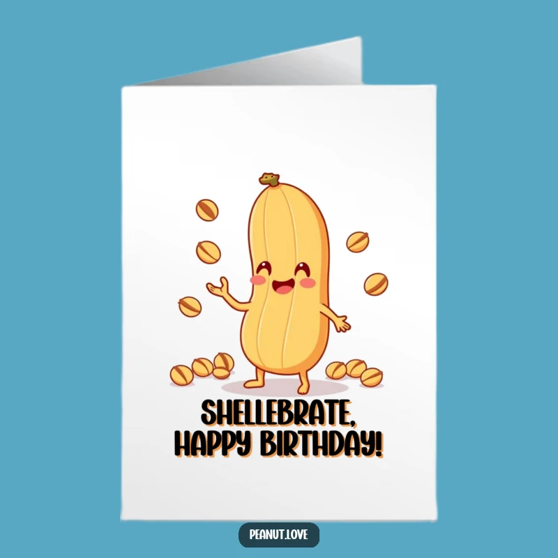 Free Printable Peanut Birthday Card: Funny Juggling Nuts Downloadable Gift for Nut Lovers