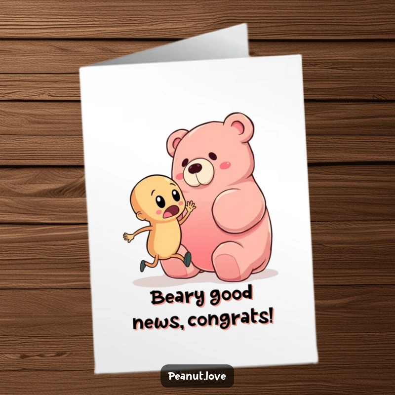 Funny Free Printable Congratulations Card: Startled Peanut Stumbling Near a Huge Gummy Bear