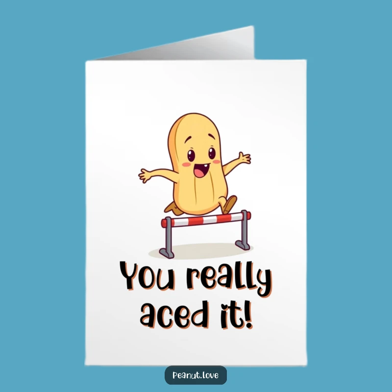 Free Printable Congrats Card: Peanut Over Hurdle - Funny Downloadable Achievement Gift!