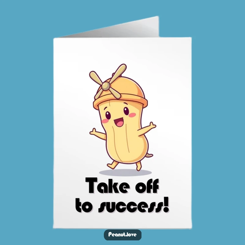 Free Printable Congrats Card: Propeller Peanut Flying for Hilarious, Ambitious Celebration Gift
