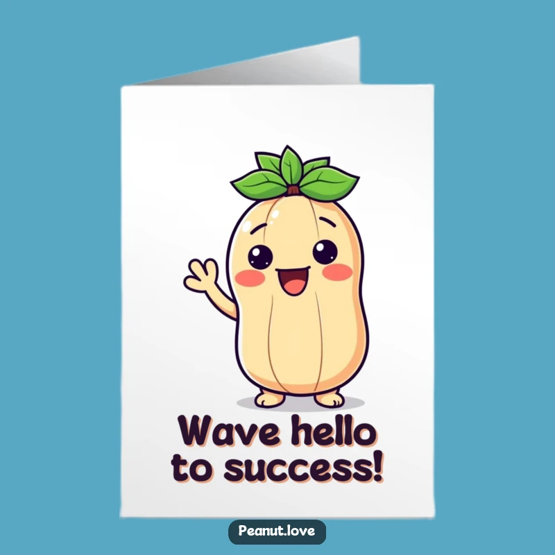 Free Printable Congrats Card: Waving Peanut Kawaii Funny Downloadable Gift