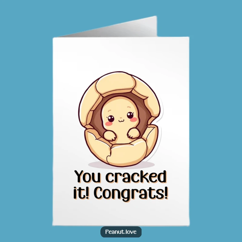 Free Printable Congrats Card: Kawaii Peanut Cracking Open, Amazing Downloadable Gift!