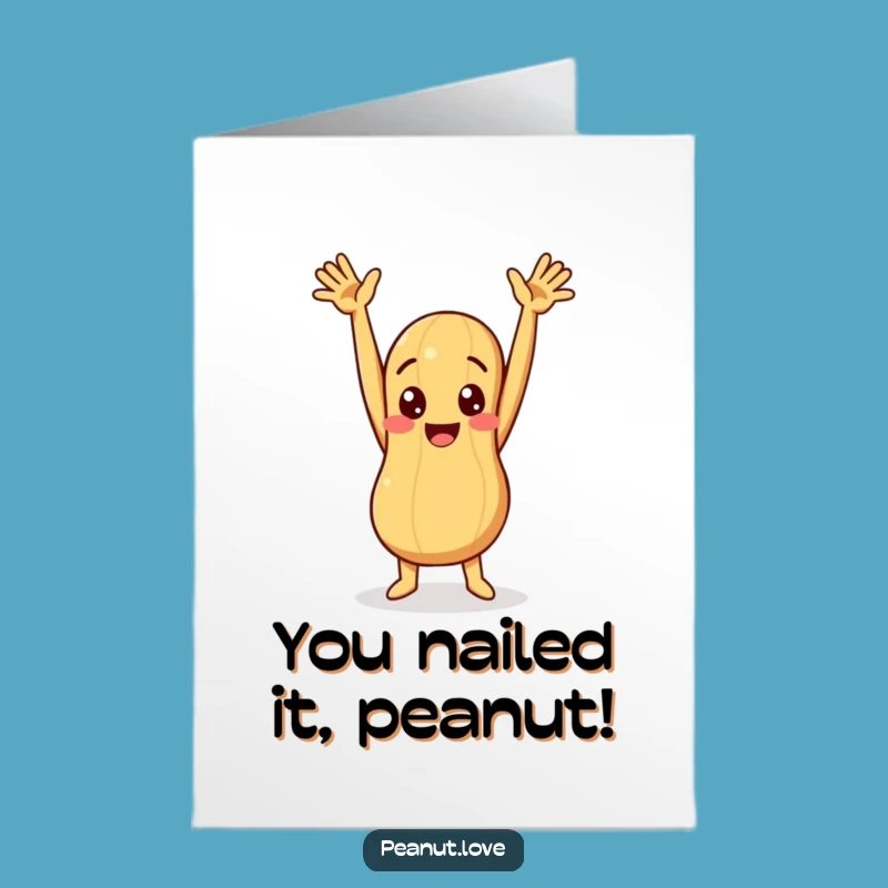 Free Printable Congrats Card: Peanut Victory Pose, Funny Downloadable Gift