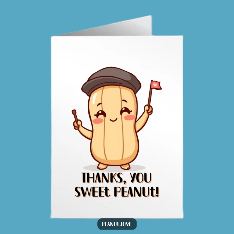 Charming Free Printable Thank You Card: Waving Peanut, Downloadable Grateful Gift