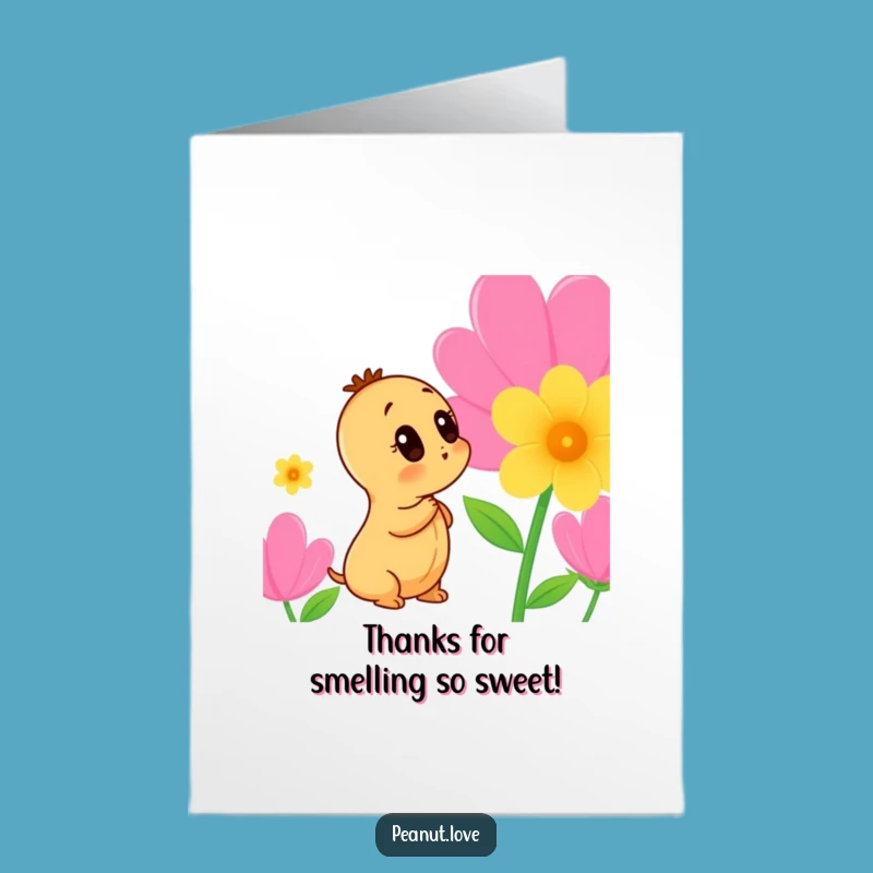 Free Printable Thank You Card: Curious Peanut Flower Funny Downloadable Gift