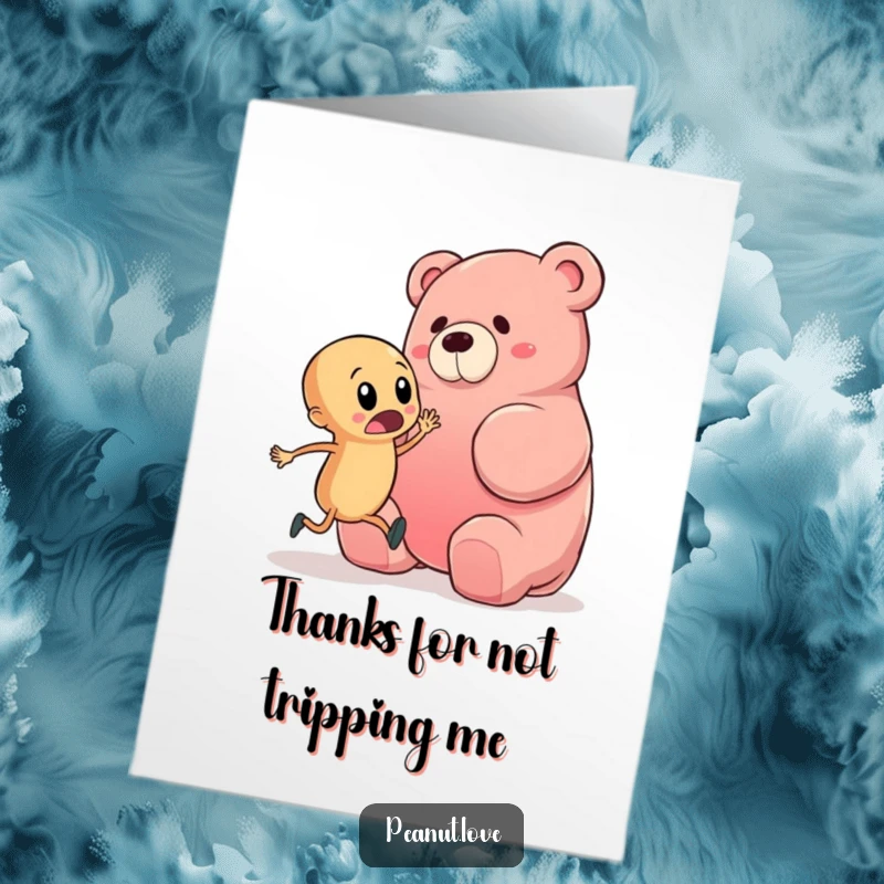 Funny Free Printable Thank You Card: Peanut Character Startled by a Giant Gummy Bear