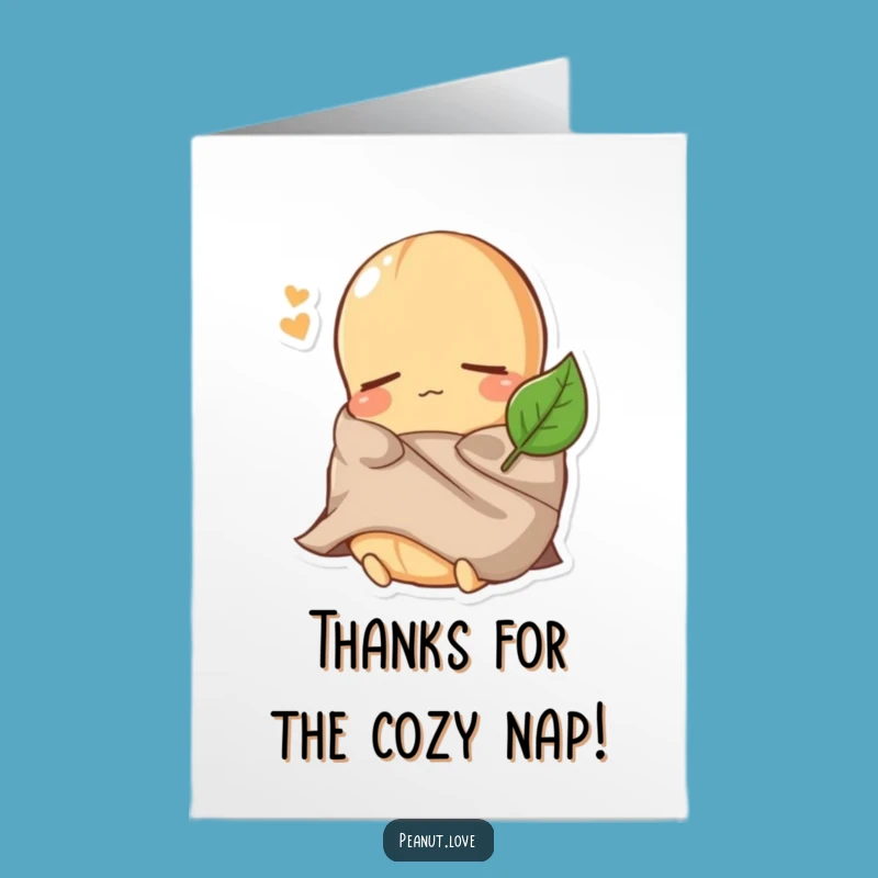 Free Printable Thank You Card: Sleepy Peanut Leaf Blanket Funny Downloadable Gift