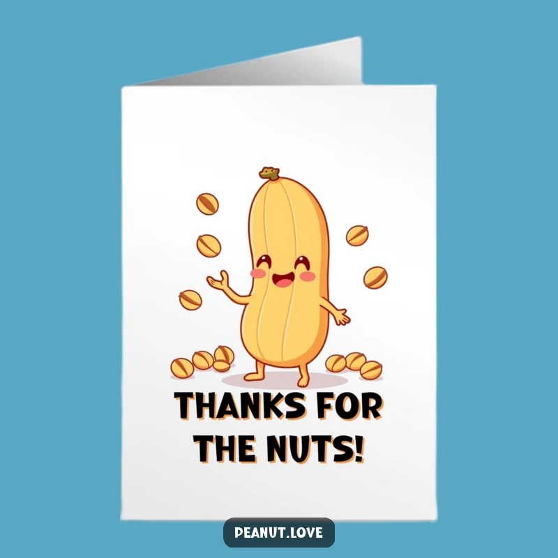 Free Printable Peanut Thank You Card: Funny Juggling Nuts Downloadable Gift