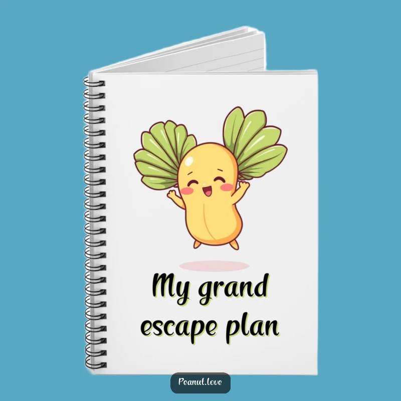 Funny Determined Peanut Notebook, Fan Leaf Flight Ideas Journal, Humorous Stationery Gift