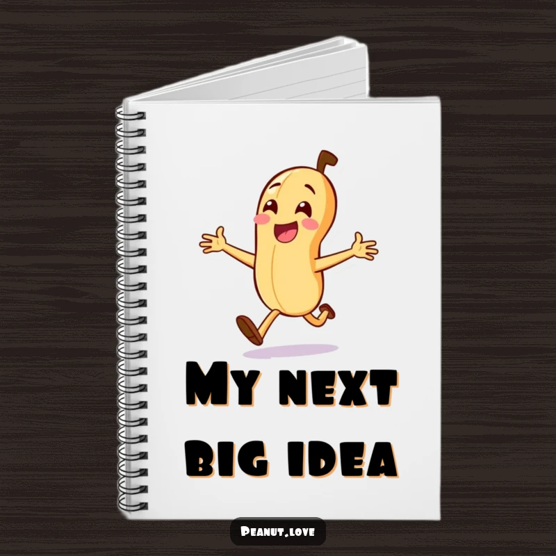Funny Peanut Run Notebook: A peanut character energetically running with arms open, perfect for jotting down fast, funny, and exciting ideas.
