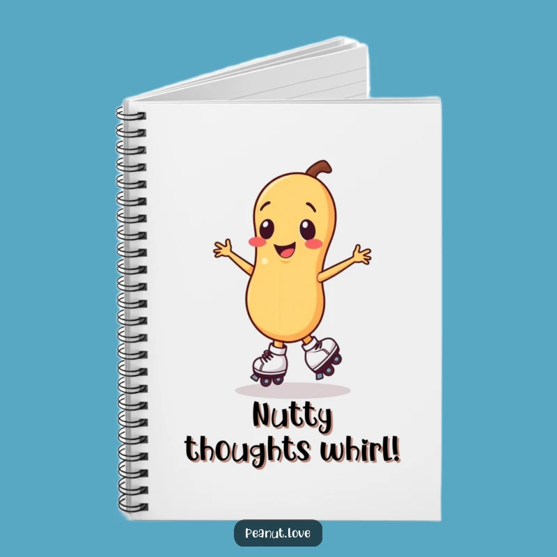 Funny Smiling Peanut Roller Skate Notebook, Spinning Ideas Journal