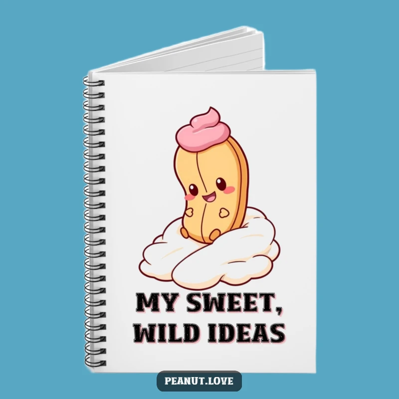Funny Peanut Whipped Cream Notebook - Journal Dessert Cartoon Gift