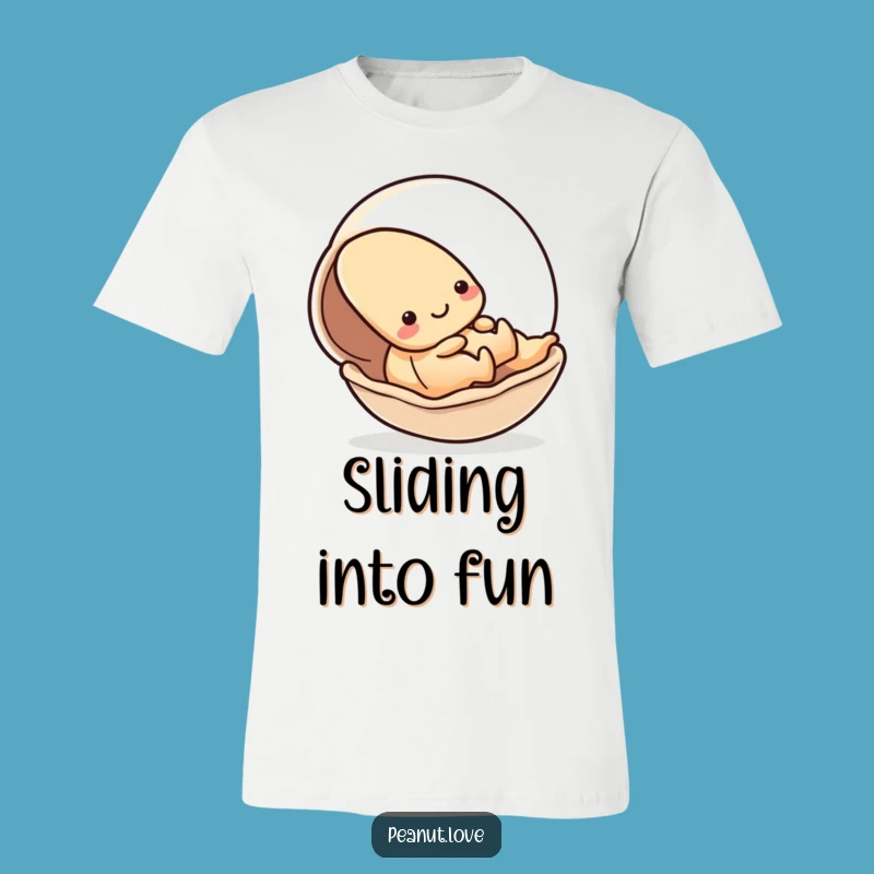 Funny Kawaii Peanut Shell Slide T-Shirt - Playful Action Tee Gift