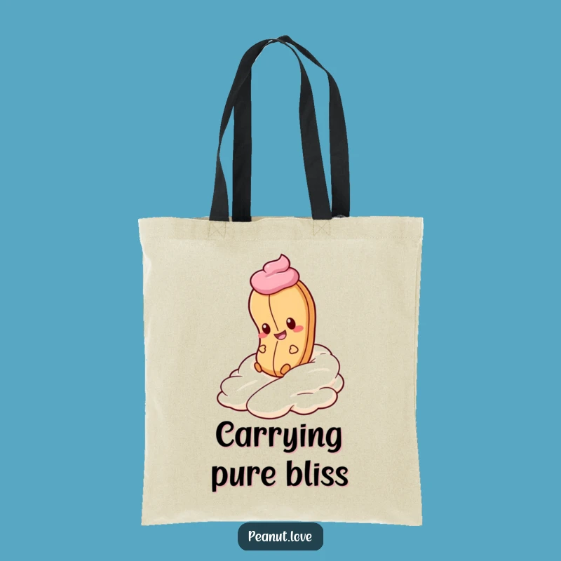Funny Peanut Whipped Cream Tote Bag - Chic Dessert Cartoon Carryall Gift