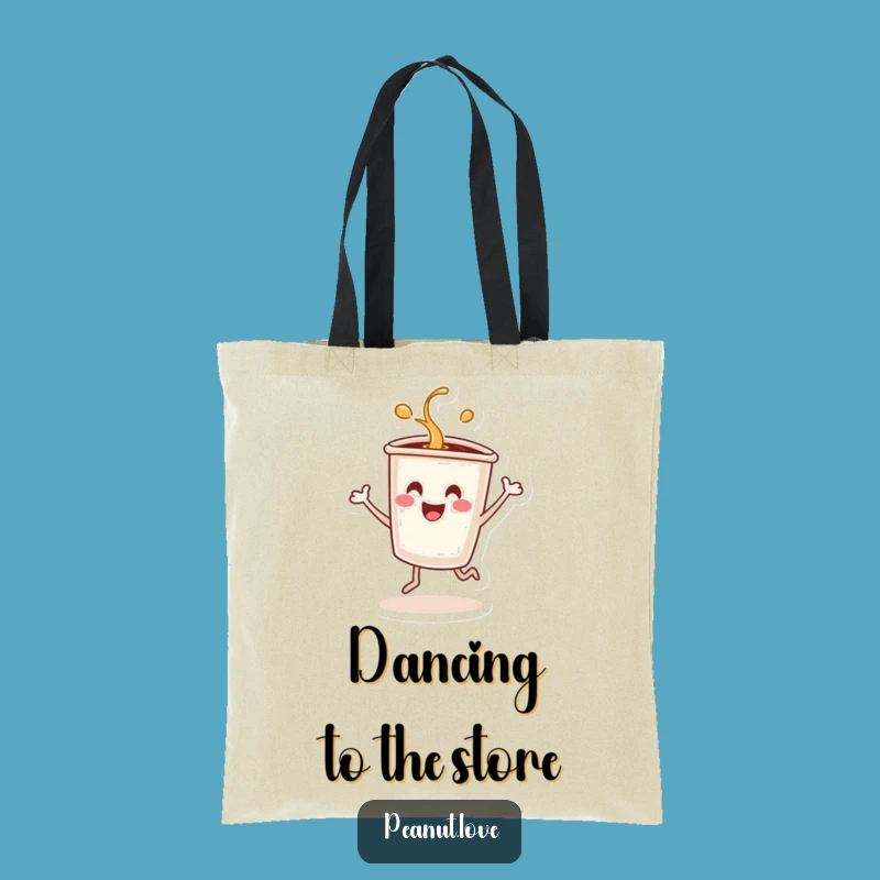 Funny Dancing Coffee Cup Tote Bag: Energetic Spill, Carry Your Joy