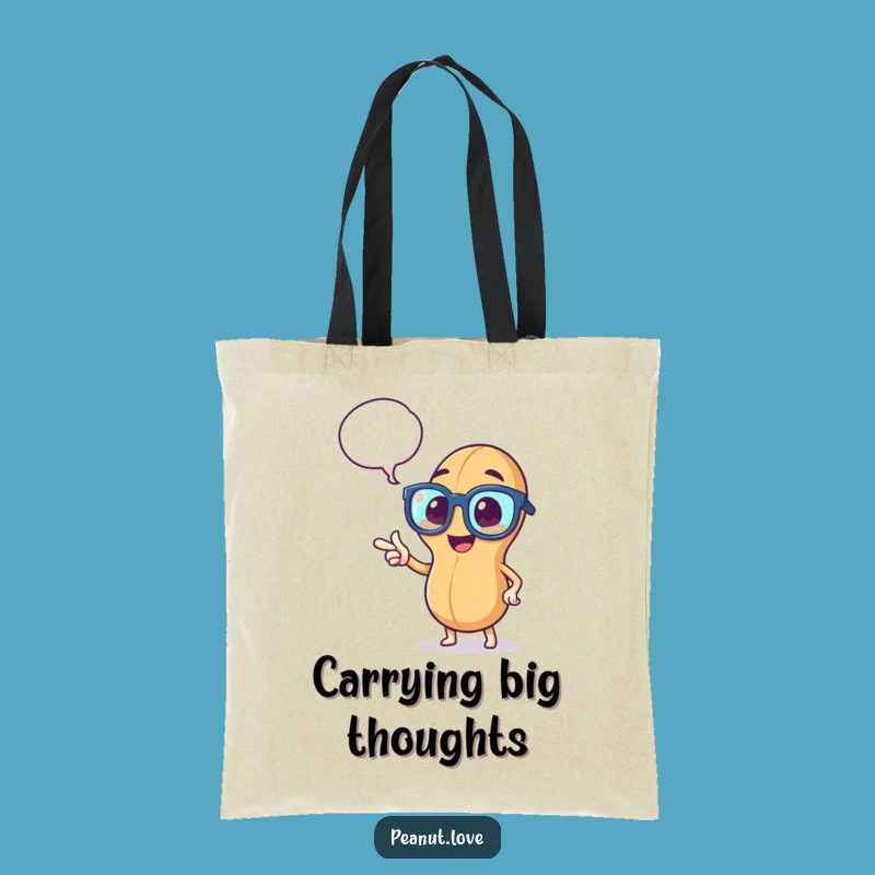 Funny Peanut Thinker Tote Bag: Peppy Peanut Accessory, Stylish & Hilarious, Perfect Funny Gift