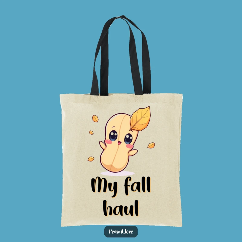 Funny Surprised Peanut Tote Bag - Kawaii Character Autumn Leaf Bag